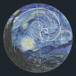 Art Meets Math, Van Gogh Meets Fibonacci T-Shirt Classic Round Sticker<br><div class="desc">Vincent van Gogh meets Leonardo Fibonacci. Fibonacci spiral superimposed on elements of van Gogh's famous painting.</div>
