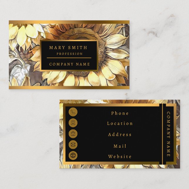 Art Modern Sunflowers On Field Collection Business Card (Front/Back)