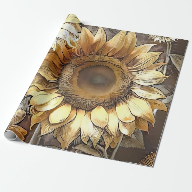 Art Modern Sunflowers On Field Collection Wrapping Paper (Unrolled)