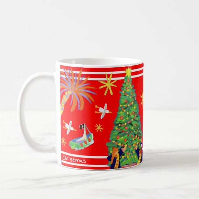 Art Mug: John Dyer Christmas Art Mug. Red Coffee Mug (Left)