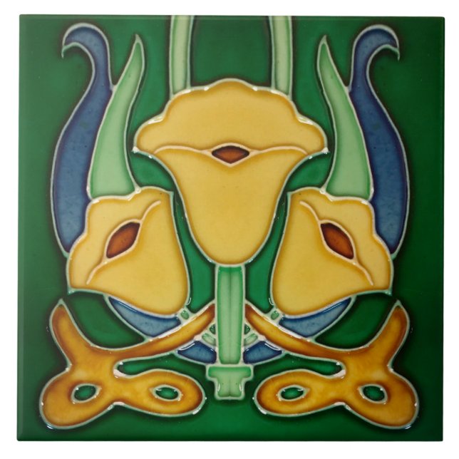 Art Noucveau Fireplace Ceramic Wall, Tile (Front)