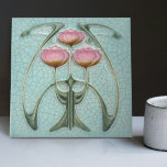 Art Nouveau 1890s Trio of Peonies Gibbons Tile<br><div class="desc">Step back into the whimsical era of Art Nouveau with our stunning 1890s Trio of Peonies Ceramic Tile! This isn't just a piece of decor, but a time-travelling ticket back to an age of elegance and charm. Each tile showcases a magnificent trio of peonies, etched with intricate details, nestled against...</div>