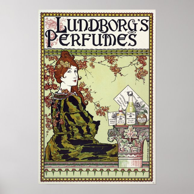 Art Nouveau 1894 Perfume Ad by Louis John Rhead Poster (Front)