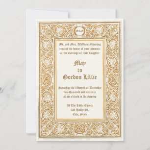 Art Nouveau 1895 Foliage & Floral Border Wedding Invitation