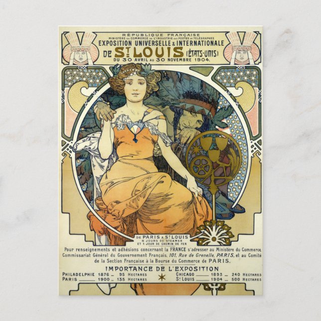 Art Nouveau 1904 World's Fair by Alphonse Mucha Postcard (Front)