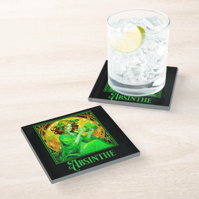 Art Nouveau Absinthe Glass Coaster (Angled)