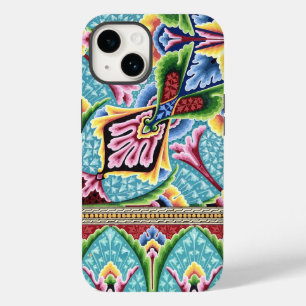 Art nouveau abstract colourful textile art Dresser iPhone 14 Case