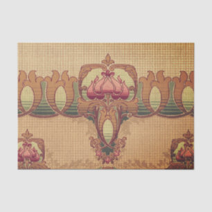 Art nouveau abstract flower burgundy red green tissue paper