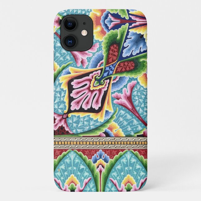 Art nouveau abstract pattern blue pink textile art Case-Mate iPhone case (Back)