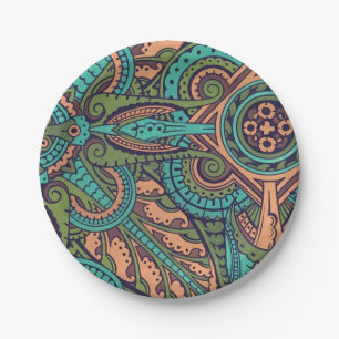 Art nouveau abstract teal christopher dresser  paper plate