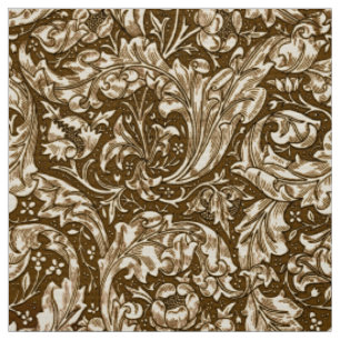 Art Nouveau Acanthus Leaves and Flowers, Brown Fabric