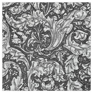 Art Nouveau Acanthus Leaves and Flowers, Gray Fabric