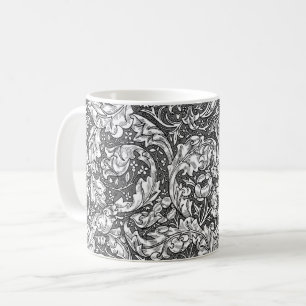 Art Nouveau Acanthus Leaves and Flowers, Grey Coffee Mug