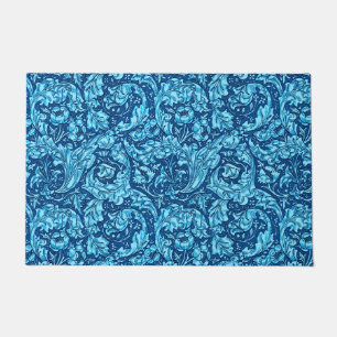 Art Nouveau Acanthus Leaves and Flowers, Sky Blue  Doormat