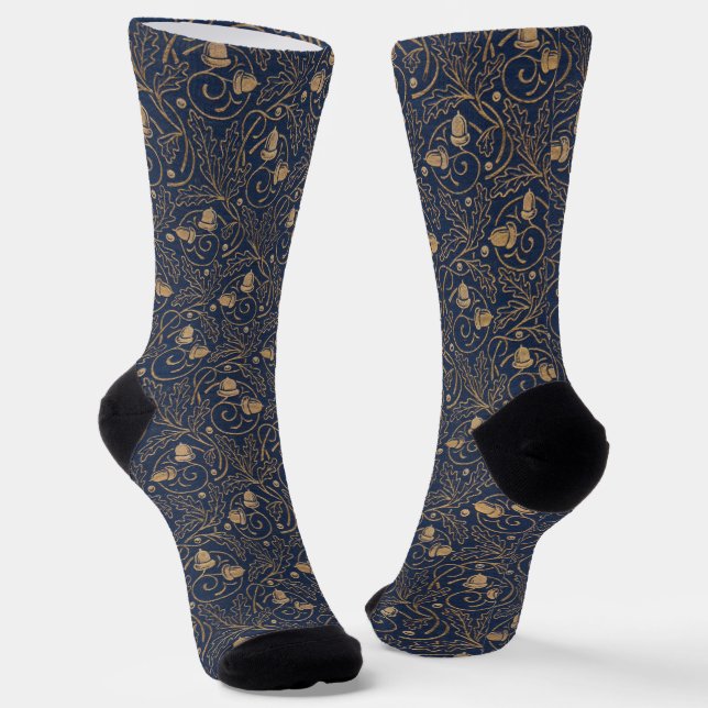 Art Nouveau Acorns Bibliophile Socks (Angled)