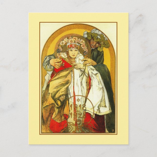 Art Nouveau Alfons Mucha Czech republic birthday Postcard (Front)