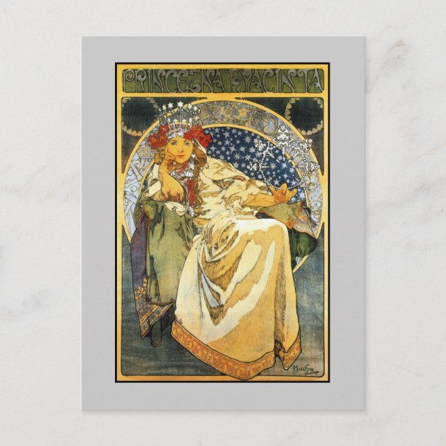 Art Nouveau Alfons Mucha Princess Hyacinth Postcard (Front)