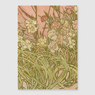 Art Nouveau Alfonse Mucha Floral carnation flowers