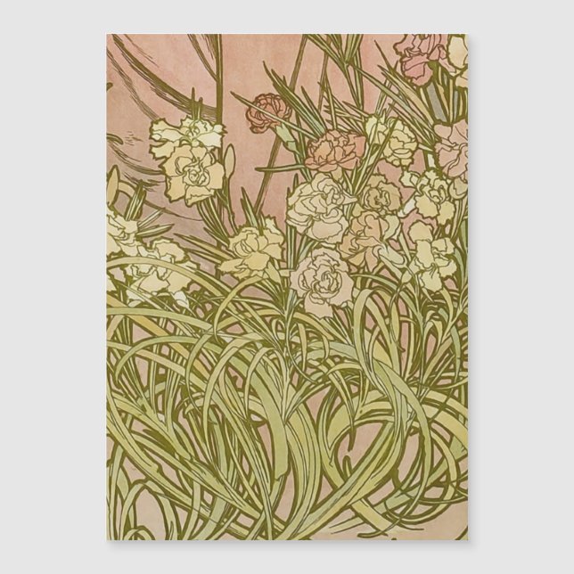 Art Nouveau Alfonse Mucha Floral carnation flowers (Front)