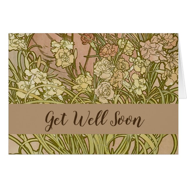 Art Nouveau Alfonse Mucha Floral carnation flowers (Front Horizontal)