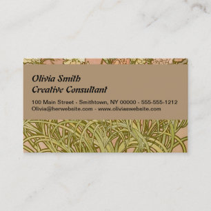 Art Nouveau Alfonse Mucha Floral carnation flowers Business Card