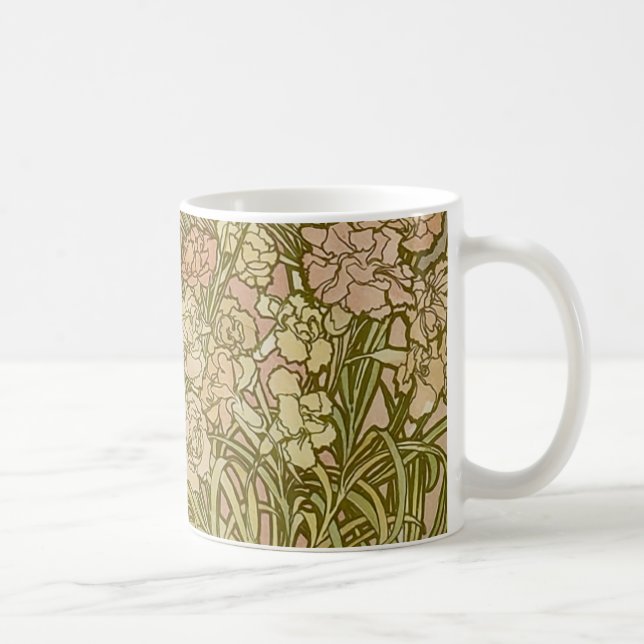 Art Nouveau Alfonse Mucha Floral carnation flowers Coffee Mug (Right)