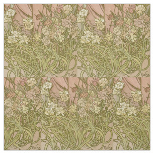 Art Nouveau Alfonse Mucha Floral carnation flowers Fabric