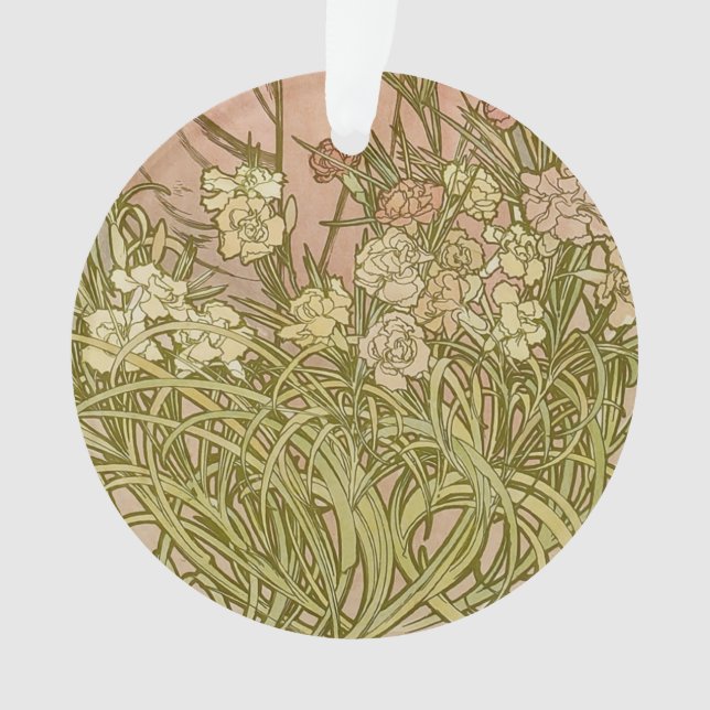 Art Nouveau Alfonse Mucha Floral carnation flowers Ornament (Front)