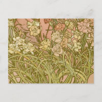 Art Nouveau Alfonse Mucha Floral carnation flowers