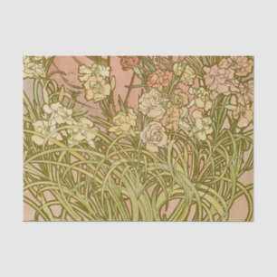 Art Nouveau Alfonse Mucha Floral carnation flowers Tissue Paper
