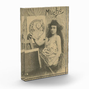 Art nouveau Alphonse mucha art woman model Photo Block