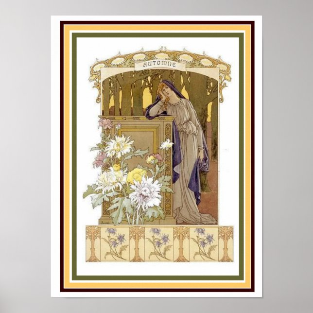 Art Nouveau Alphonse Mucha Atomne 12 x 16 Wall Art (Front)