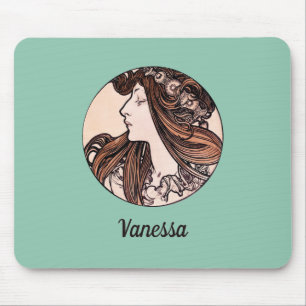 Art Nouveau Alphonse Mucha Boutique Fouquet Name Mouse Mat
