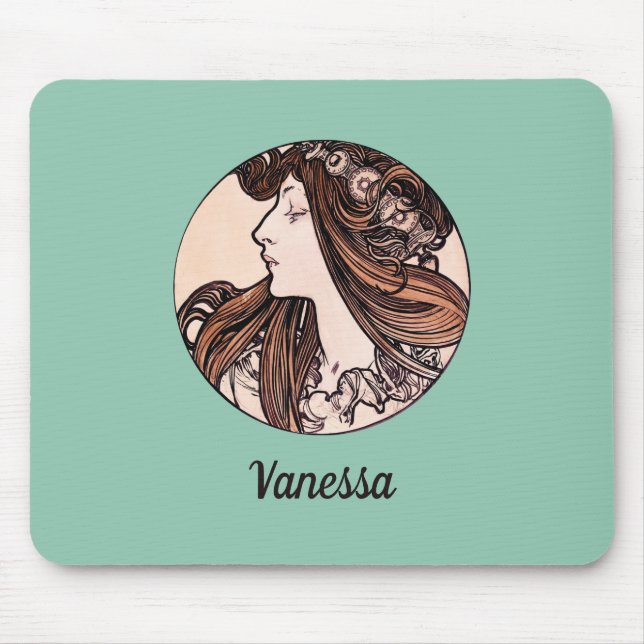 Art Nouveau Alphonse Mucha Boutique Fouquet Name Mouse Mat (Front)