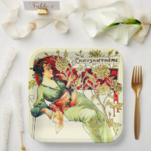 Art nouveau Alphonse Mucha Chrysantheme autumn