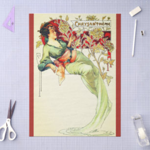 Art nouveau Alphonse Mucha Chrysantheme autumn Tissue Paper