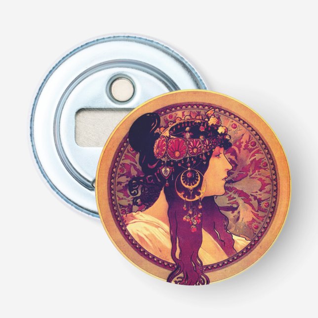 Art nouveau Alphonse Mucha Donna elegant woman Bottle Opener (Front)