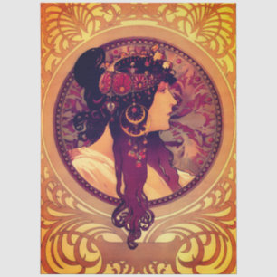 Art nouveau Alphonse Mucha Donna elegant woman Tissue Paper
