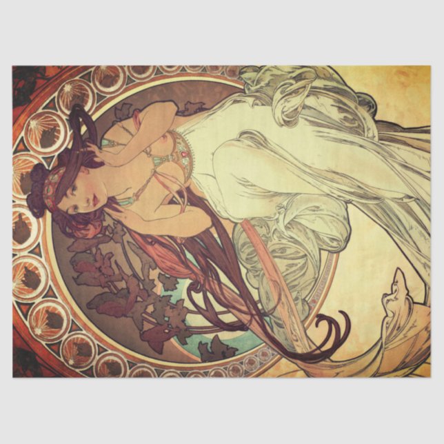 Art nouveau Alphonse Mucha elegant music muse Tissue Paper (Front)
