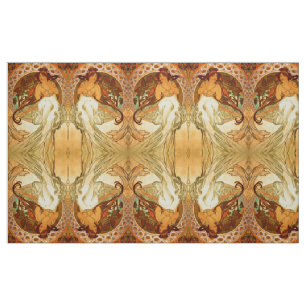 Art nouveau Alphonse Mucha elegant vintage woman Fabric