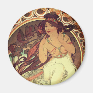 Art nouveau Alphonse Mucha elegant vintage woman Magnet
