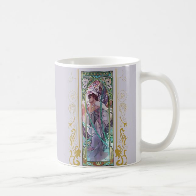 Art Nouveau Alphonse Mucha Evening Contemplation  Coffee Mug (Right)