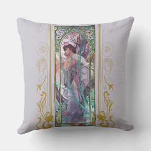 Art Nouveau Alphonse Mucha Evening Contemplation Cushion