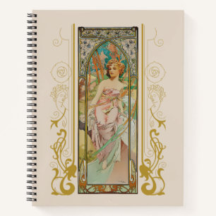 Art Nouveau Alphonse Mucha Evening Contemplation Notebook