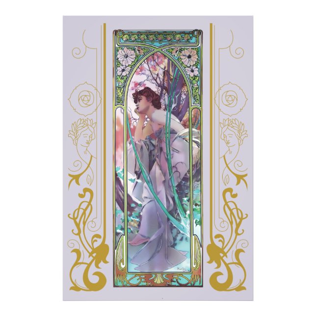 Art Nouveau Alphonse Mucha Evening Contemplation Photo Print (Front)