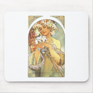 Art Nouveau - Alphonse Mucha "Flower" Mouse Mat