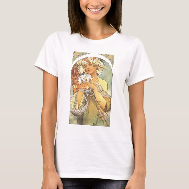Art Nouveau - Alphonse Mucha "Flower" T-Shirt (Front)