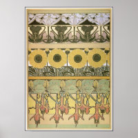 Art nouveau alphonse mucha fuschia flowers