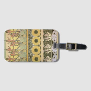 Art nouveau alphonse mucha fuschia sunflower flora luggage tag