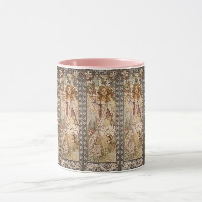 Art nouveau alphonse mucha Joan of arc mug (Center)